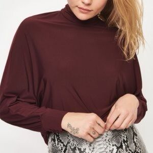 Dynamite Deep Burgundy Turtleneck Blouse